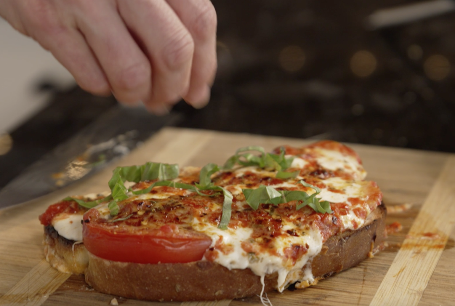Hailey Bieber Viral TikTok Pizza Toast - Dinner Reinvented