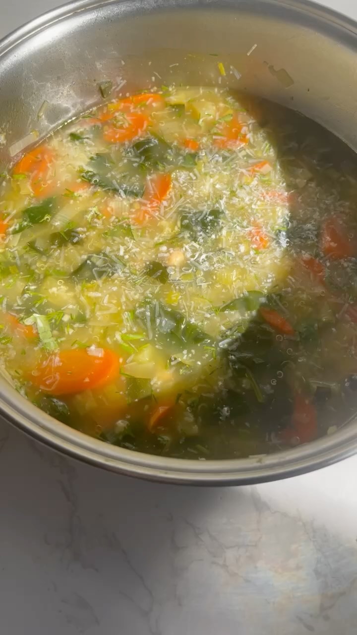 Follow @dinnerreinvented for more healthy and hearty meals using leftovers, like this bright and delicious quinoa and vegetable soup. Recipe is below and on the DR site now!
*
*
*

2 tbsp extra virgin olive oil
1 cup cooked quinoa
1/2 cup chickpeas
1 leek, white and light green part only
1/4 yellow onion, diced
2 garlic cloves, peeled and minced
1 zucchini, diced
1 celery stalk, sliced thin
1/2 cup cooked and drained chickpeas
1/4 cup dry white wine
4 cup chicken or vegetable broth
1 tsp kosher salt
1/2 tsp fresh ground pepper
1 bay leaf
1 tbsp fresh chopped dill
2 tbsp fresh chopped basil
juice from half a lemon
Grated Parmesan for serving
optional: dried chili flake
optional: Focaccia bread

INSTRUCTIONS

Heat a stock pot to medium low heat. Add the leeks, onion and garlic and sauteé for 2-3 minutes or until vegetables are softened.
Add the carrots, celery and zucchini, salt, pepper and the white wine and simmer for another 2-3 minutes.
Add the quinoa, chickpeas, chicken or vegetable broth and the bay leaf, cover and simmer for 10 minutes.
Turn off the heat, remove the bay leaf, add the fresh herbs, fresh lemon juice and stir. Pour the soup into bowls and grate the Parmesan over the soup. Garnish with chili flake if using and serve with focaccia.
#quinoa #quinoarecipes #quinoasoup #vegetablesoup #easysoup #healthydinner #leftovers #foodblogger #contentcreator #viralreels #viralrecipes #jenniferanistonsalad #jenanistonsalad #weeknightdinner #weeknightmeals #dinnerreinvented